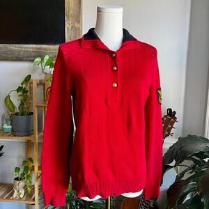Vintage Y2K Ralph Lauren Red Polo Sweater Knit Cotton Size Medium